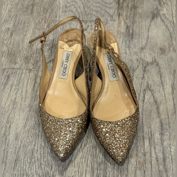 Jimmy Choo gold glitter Gemma slingback pumps - Picture 2 of 7